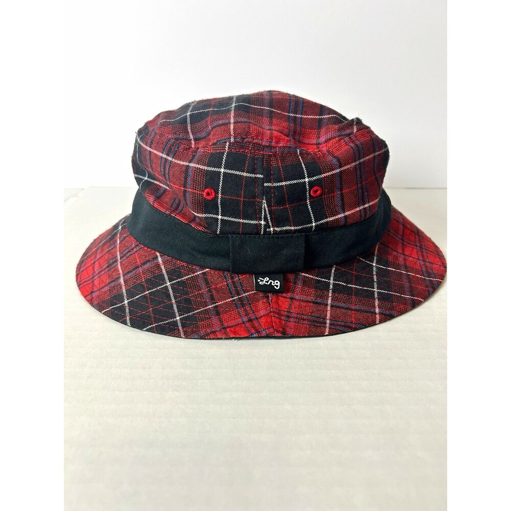 LRG Lifted Research Group Plaid Bucket Hat Red Black Y2K Streetwear Skater